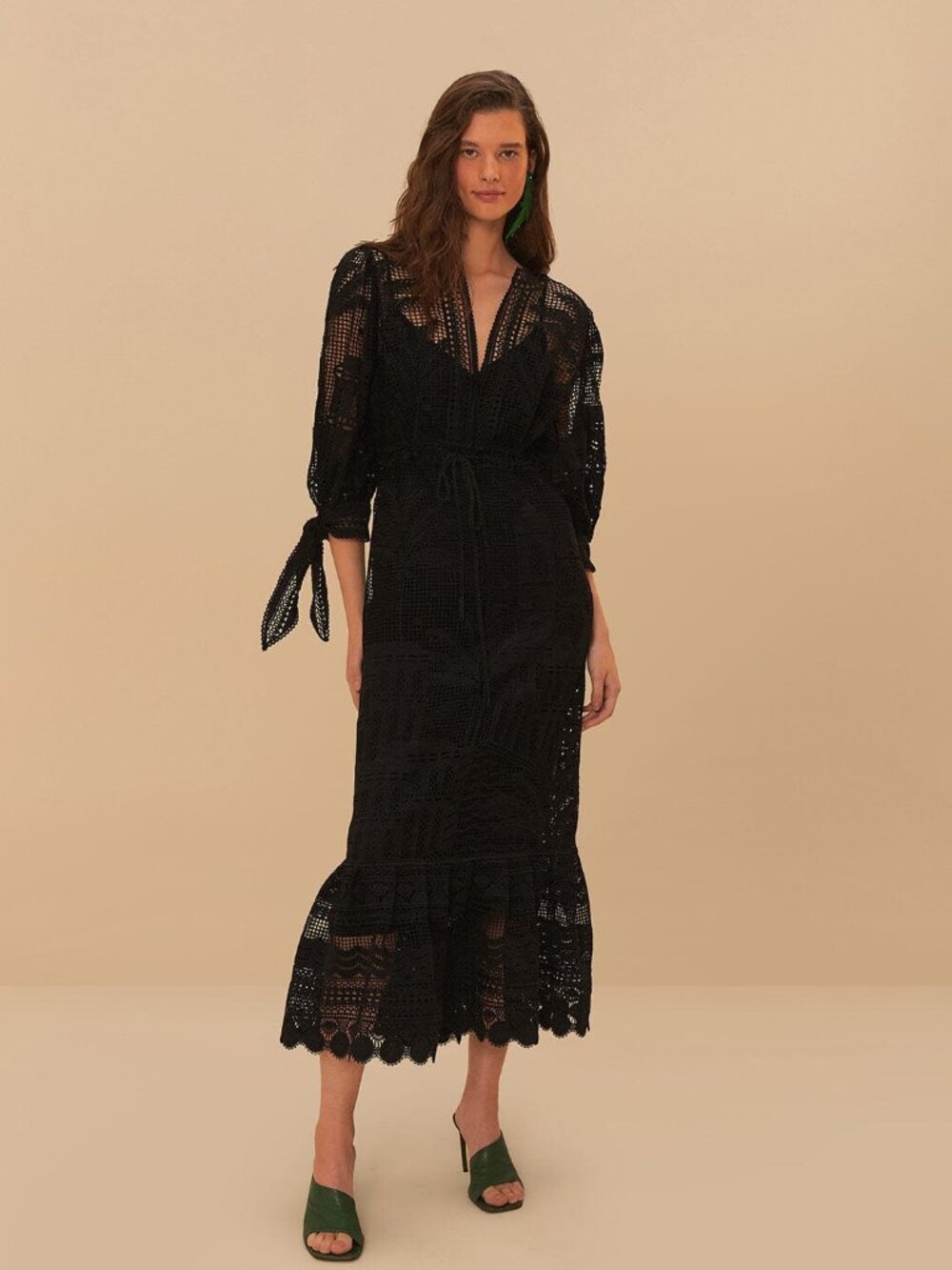 Black Morada Boa Guipure Maxi Dress NWT Never Worn